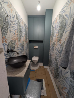 Meble łazienkowe, szafka pod umywalką, szafka nad wc, zabudowa geberit